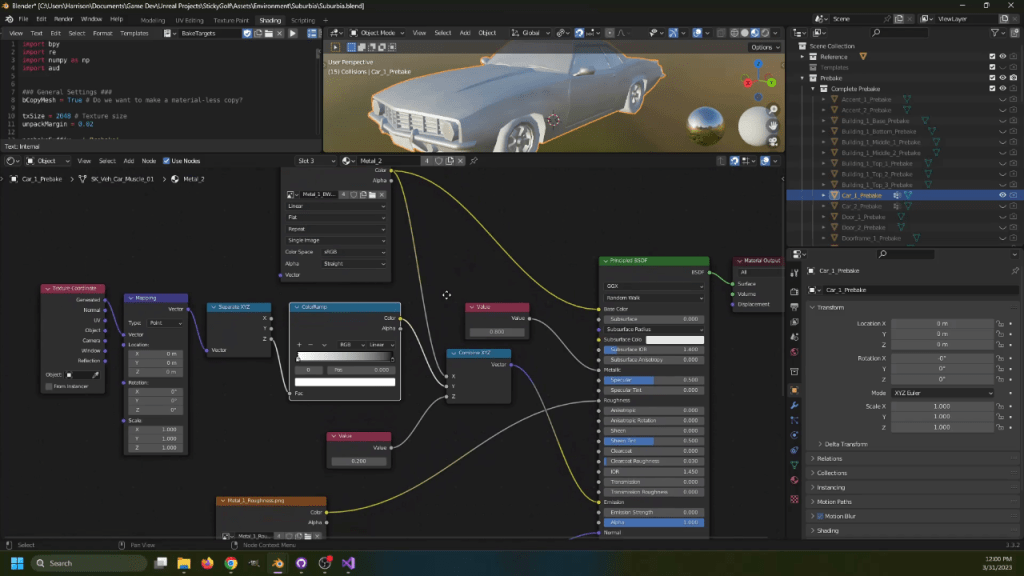 An example shader graph in Blender.
